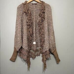 John Fashion Sweater Size Small Fringed Lace Boho Grunge Fairy Cocoon Cardigan